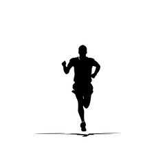 Fototapeta premium black silhouette of an athlete running during a race athlete, black, man, race, run, runner, silhouette , Generative art.