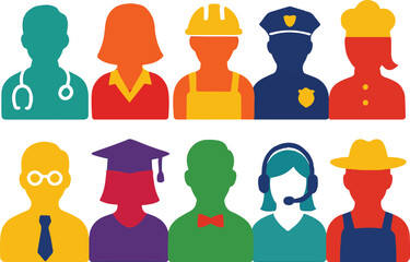Diverse Professions Silhouettes for Stock Photo Usage
