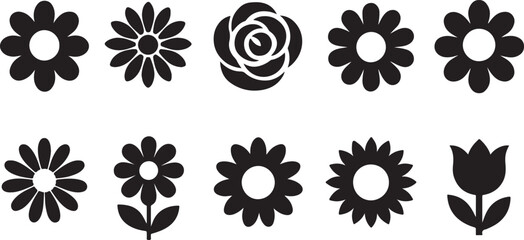 Bundle image of Simple Black and White Flower Icons 04