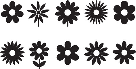 Bundle image of Simple Black and White Flower Icons 02