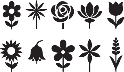 Bundle image of Black and White Simple Flower Icons 03