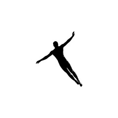 a black silhouette of a person jumping in the air black, jump, man, person, silhouette, woman , Generative art.