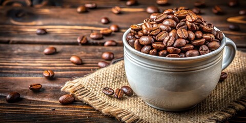 Espresso Beans in a Ceramic Container , gourmet coffee, coffee beans