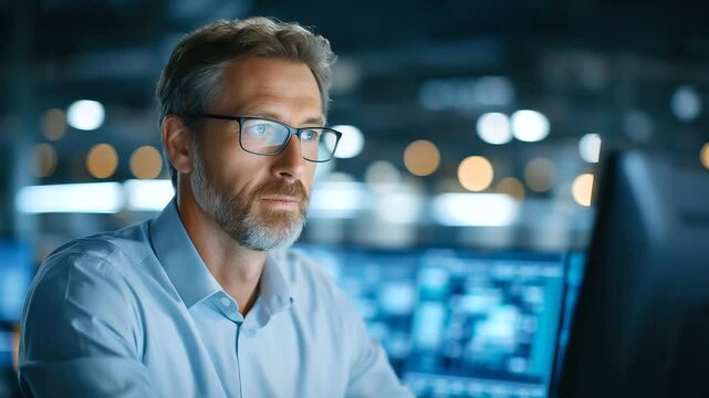 Engineers operating SCADA software to manage robotic automation systems.