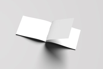 3D illustration A4 Landscape, Vector mockup of two white paperback magazines with transparent shadow. 