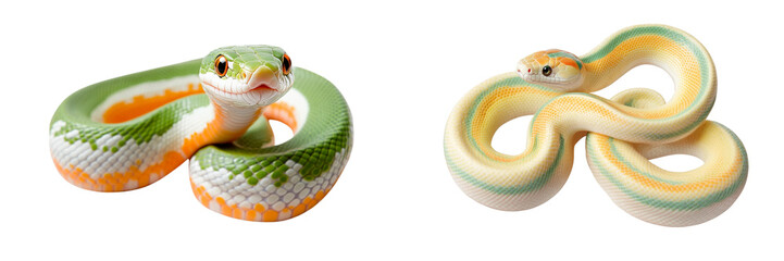 Obraz premium Set of a pale snake, isolated on transparent background.