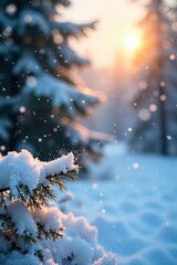 Mesmerizing snowfall, delicate snowflakes gently falling against a blurred winter landscape Perfect for winter wonderland, holiday, and nature themes , dreamy, winter, patterns
