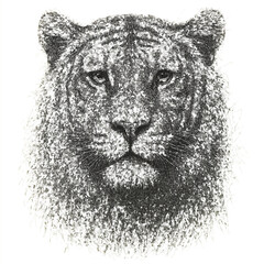 Vector portrait of a majestic wild animal head, a powerful feline predator illustration, great for a tattoo or symbol