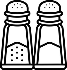  Salt & pepper  vector line art icon ,white background  