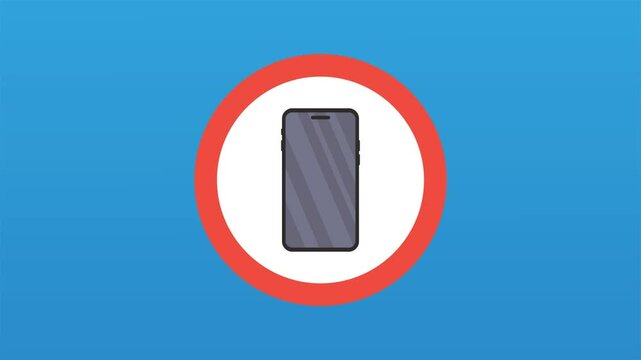 4k animation of No Smartphone Usage Sign Depicting Restricted Mobile Phone Use