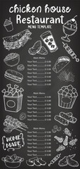 Hand drawn chalkboard menu, stylish and simple design. Suitable for restaurant and cafe food menus, usable vector template.