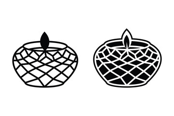 Candle silhouette art vector with line art on white background