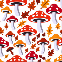 Autumnal Mushroom Pattern - Whimsical Fall Design with Colorful Toadstools - Cute Mushroom Background for Seasonal Crafts and Decor - Perfect for Scrapbooking Projects