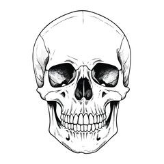Obraz premium Professional Illustration of Human Skeleton Bones and Skull for Medical Use in Line Art Style