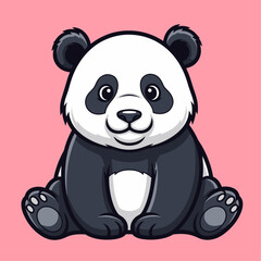 Adorable panda bear sitting on pink background showcasing natural charm