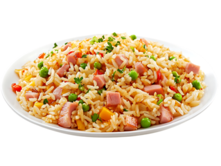 Delicious fried rice with ham and vegetables