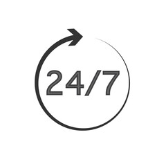 24/7 service icon with modern gradient background