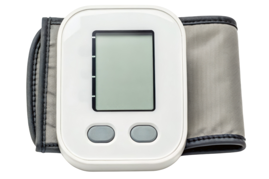 Digital blood pressure monitor for health tracking isolated with transparent background