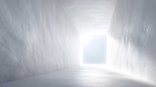 A white room with a large open doorway