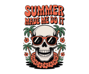Art & Illustration.Bright and fun summer vibes t-shirt design featuring tropical elements, bold colors, and a relaxed, beachy feel — perfect for sunny days and vacation wear.