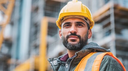 Engineer in Safety Gear at Construction Site Portrait Image