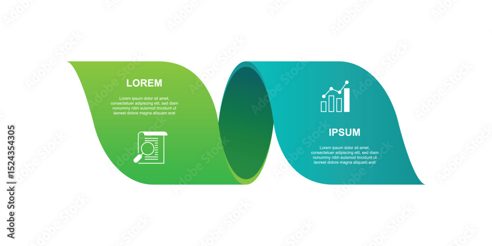 Poster 2 step infographic template element. Vector label layout with paper style suitable for business information and web presentation.