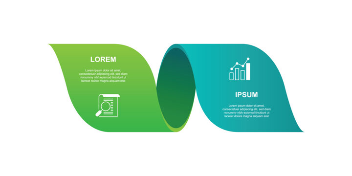 2 step infographic template element. Vector label layout with paper style suitable for business information and web presentation.