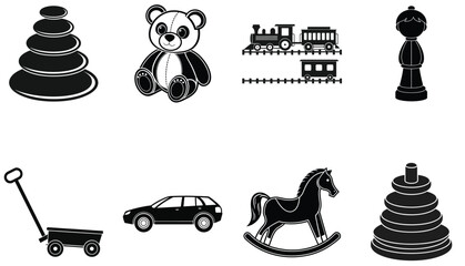 Clean Black Toy Illustrations for Children’s Themes