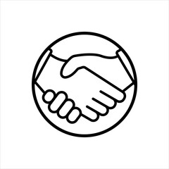 Business handshake / contract agreement line art vector icon for apps and websites