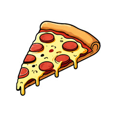 Pepperoni Pizza Slice with Dripping Cheese

