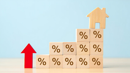 Rising interest rates and housing market growth concept
