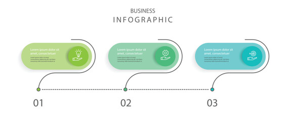 3 step infographic template. Business information graphic with icons. Label presentation with 3 option.