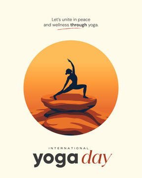Illustration of an International Yoga Day. Ideal for web banners, posters, print designs, and social media wellness campaigns on June 21