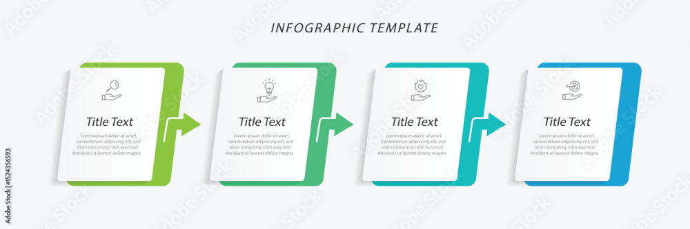 Aufkleber 4 step business infographic template. Vector layout infograph with icons suitable for business information and web presentation.