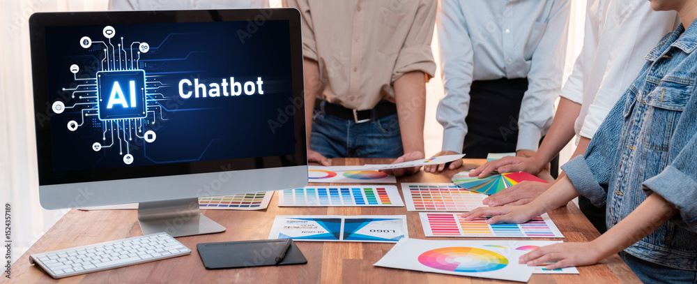 Aufkleber Generative AI virtual assistant tools for prompt engineer and user for ease of engage artificial intelligence AI technology help people to work with generative AI functions by prompting the AI brisk