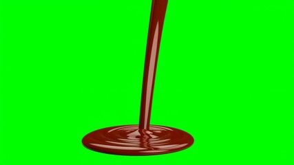 Melted chocolate flowing downward and pooling on green screen, generative AI - Powered by Adobe