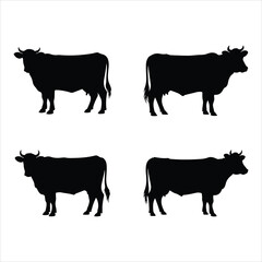 cow set icon vector silhouette on white background.