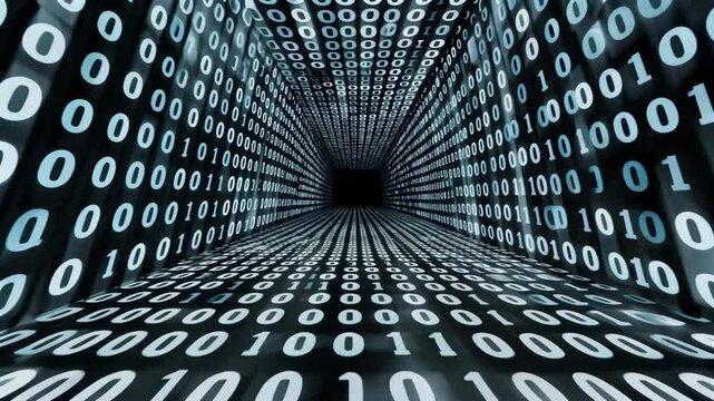 a close up of a tunnel of numbers with a black background