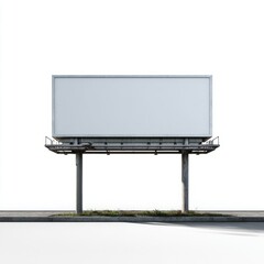 Obraz premium Blank billboard suspended in summer's blazing solitude, evoking a minimalist canvas, ideal for quirky Umbrella Month promotions