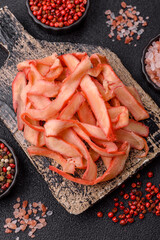 Food, dried squid in shavings or chopped as snacks or jerky. Snack dried squid for beer