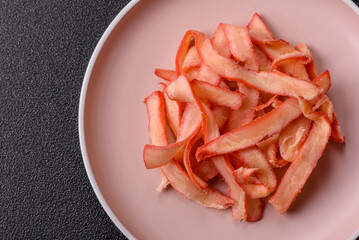 Food, dried squid in shavings or chopped as snacks or jerky. Snack dried squid for beer