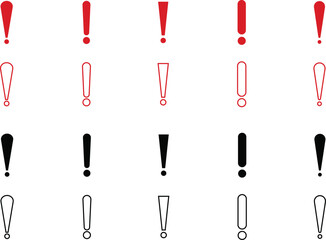 Exclamation mark icon set isolated on transparent background. Precautions circle symbol design. Emergency Warning Sign collection vector illustration. Speech bubble with exclamation mark.
