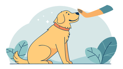 Clean Background Vector Illustration of a Dog Getting a Gentle Pat  