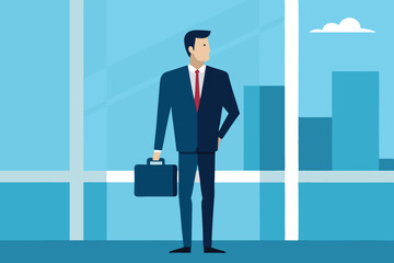 Obraz premium Confident Businessman Looking Towards Future Success