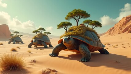 dinosaurs in the desert