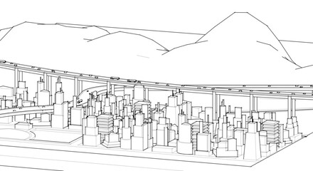 modern city concept highway 3d illustration