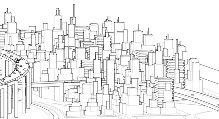 modern city concept highway 3d illustration