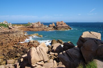 The Pink Granite Coast in Brittany in France, Europe