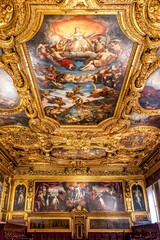 Venice, Italy - February 6, 2025: Chamber of the Great Council (Sala del Maggior Consiglio) in the Doge's Palace (Palazzo Ducale) in Venice, Italy