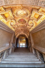 Venice, Italy - February 6, 2025: Scala dei Giganti (Giants' Staircase) inside the Doge's Palace (Palazzo Ducale) in Venice, Italy